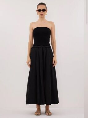DISSH Black Strapless Midi Dress